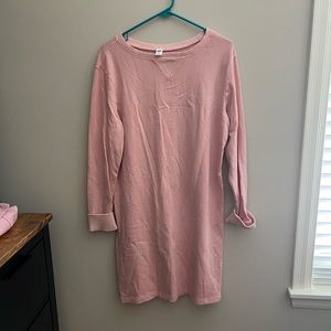 long sleeve jersey shift dress